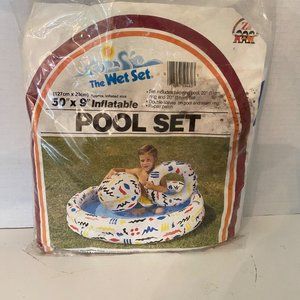 1987 Intex The Wet Set vintage 50"x 9 " Vinyl inflatable pool set open box‎